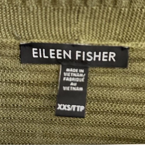 Eileen Fisher Cardigan Women’s Size Xxs Green Organic Linen And Cotton - Picture 5 of 5